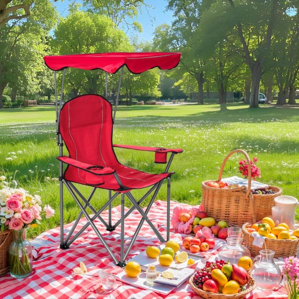ALPHA CAMP Camp Chairs with Shade Canopy Chair Folding Camping Recliner Support 350 LBS - Image 10