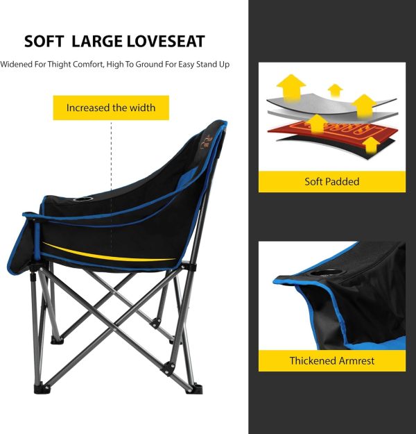 FAIR WIND Oversized Padded Camping Chair Heavy Duty Quad Fold Arm Chair Portable for Outdoor - Support 450LBS, Blue - Image 4