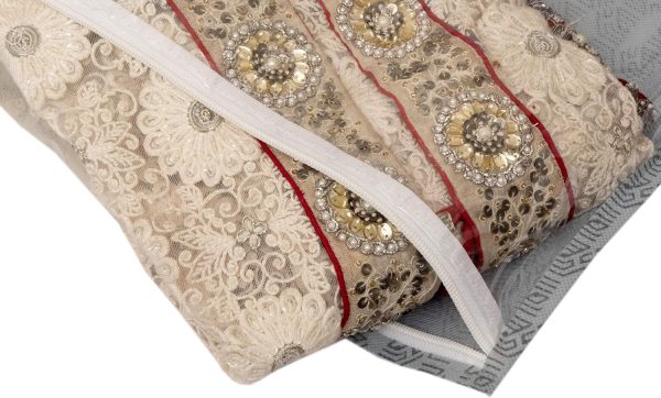 HomeStrap Set Of 24 Printed Single Saree Cover/Clothes Storage Bags/Wardrobe Organiser With Transparent Top(Grey,Non-Woven)(Featured On Shark Tank),36 Cm,1 Cm - Image 6